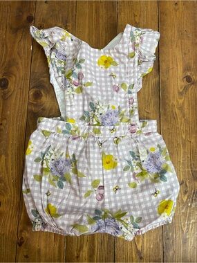 Gingersnaps size 18 months lavender overall jumpsuit with floral patterns